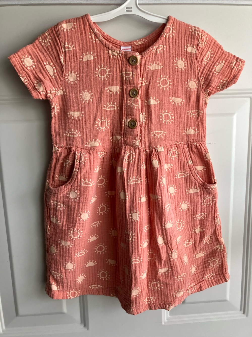 Joe fresh pink yellow muslin dress sunshine print 4T